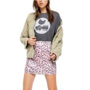 Free People Skinny Sequin Mini Skirt  Pink Cheetah